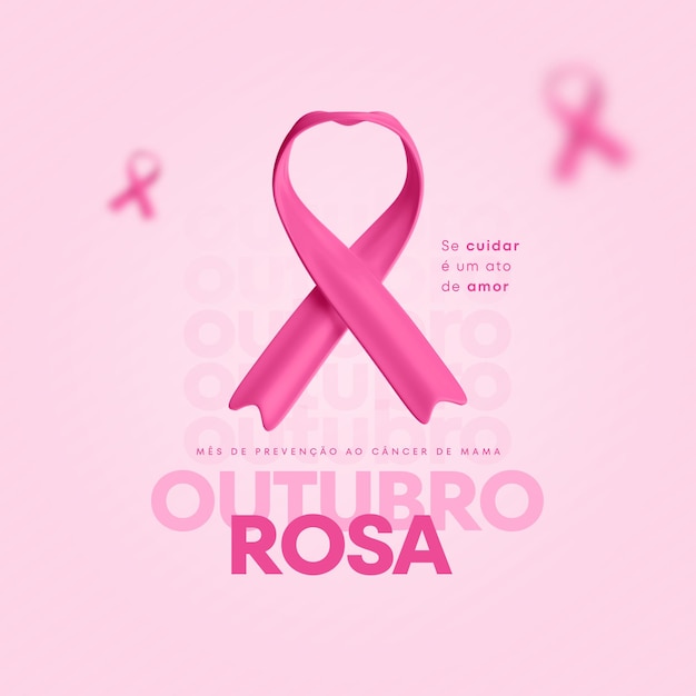 PSD mdia social outubro rosa com fita 3d raka matki