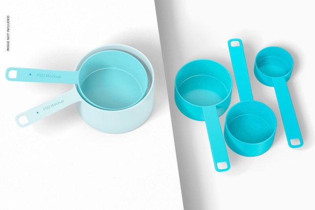 Measuring cups set mockup, perspective view