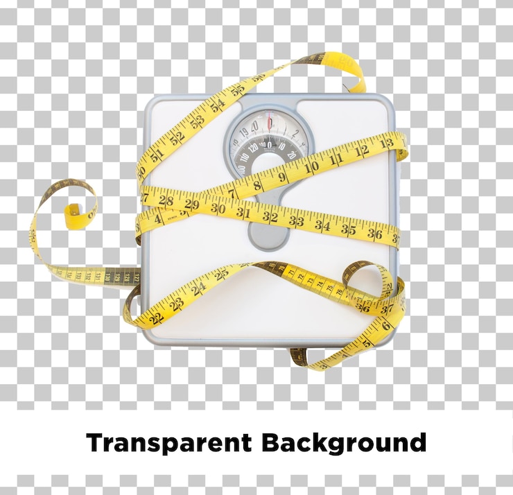 PSD measuring tape slimming isolated transparent background