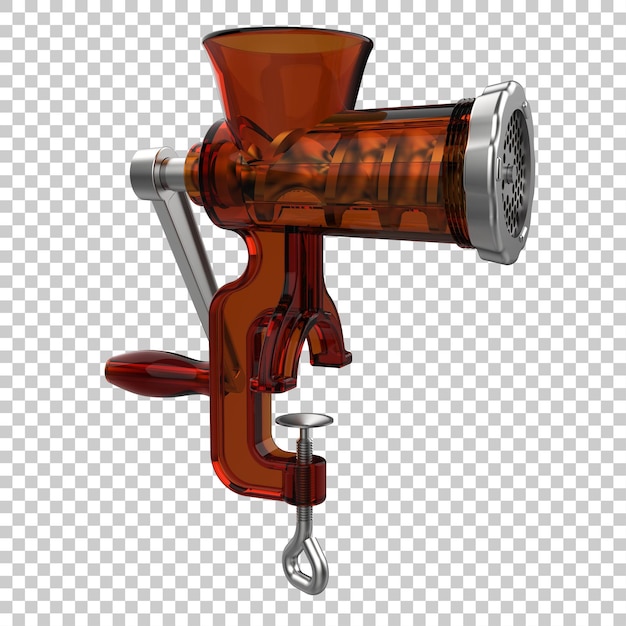 Meat grinder on transparent background 3d rendering illustration