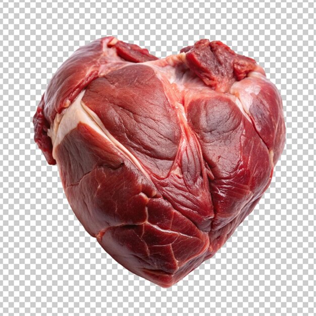 PSD meat in the shape of heart on a transparent background