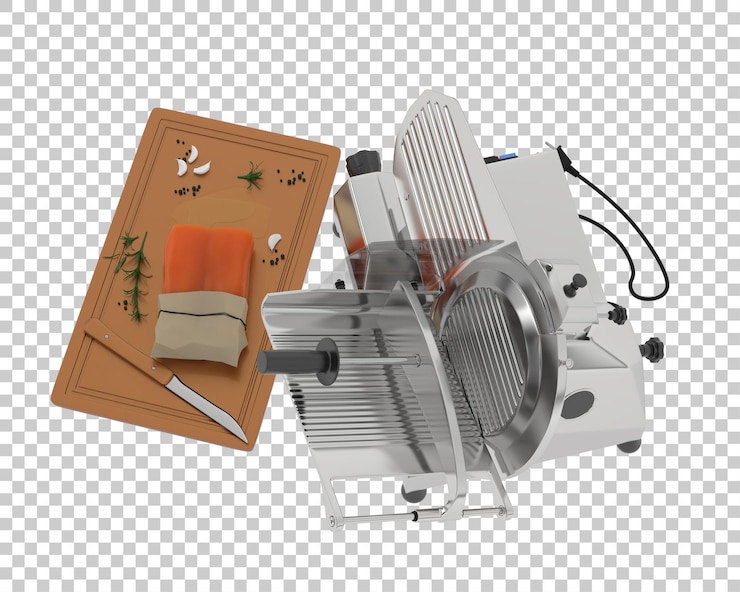 PSD meat slicer isolated on transparent background 3d rendering illustration