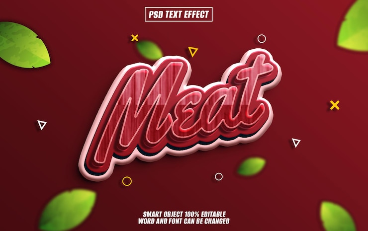 PSD meat text effect font editable typography 3d text
