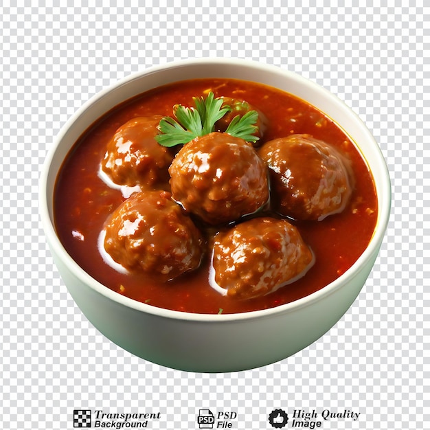 PSD meatball and gravy isolated on transparent background