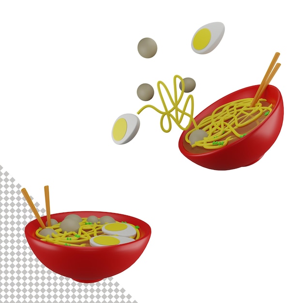 PSD meatball noodles 3d icon