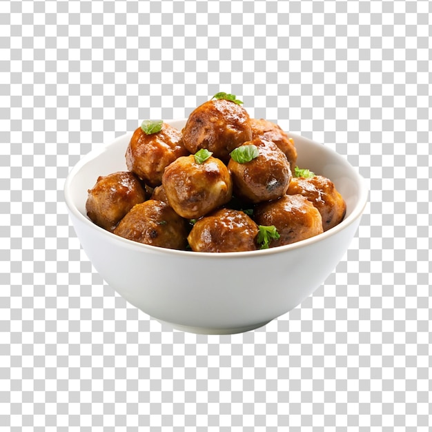 PSD meatballs in a bowl isolated on transparent background