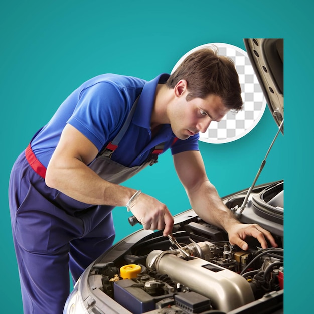 PSD mechanic servicing a car engine