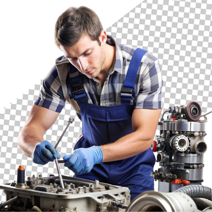 PSD mechanic servicing a car engine
