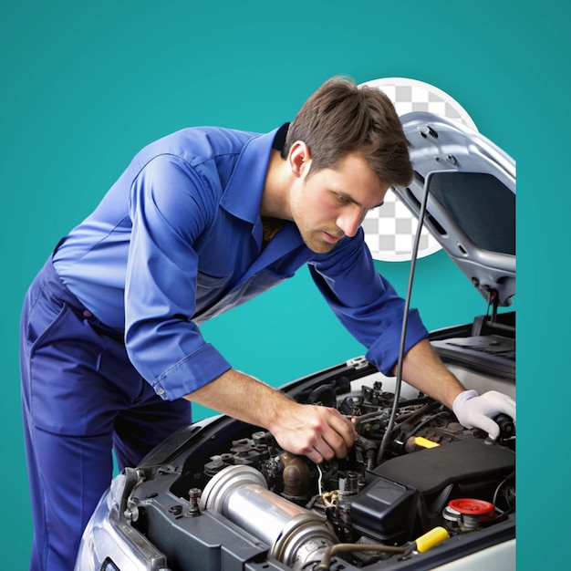 PSD mechanic servicing a car engine