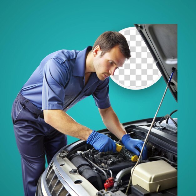 PSD mechanic servicing a car engine