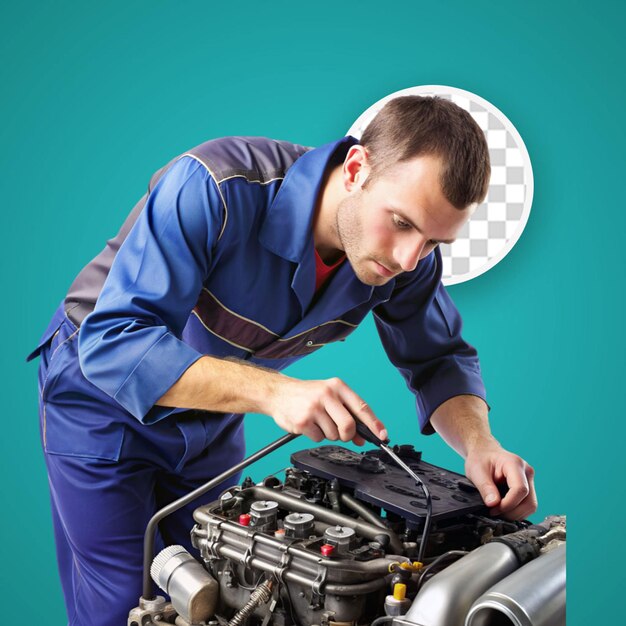 Mechanic servicing a car engine