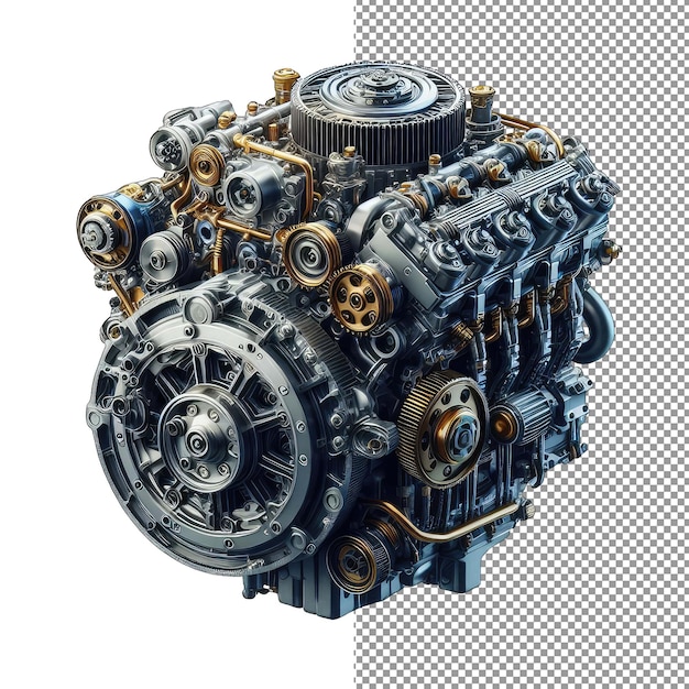 PSD mechaniczny marvel na białym tle renderowania 3d komponentów silnika samochodu