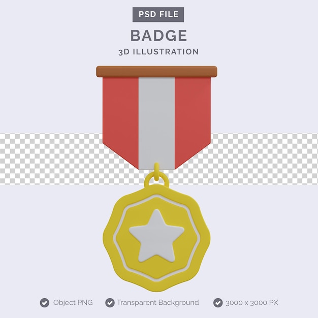 PSD medaglia badge 3d'illustrazione