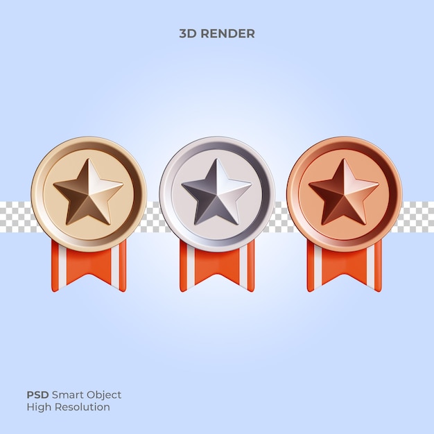 Medal icon 3d render illustration isolated premium psd