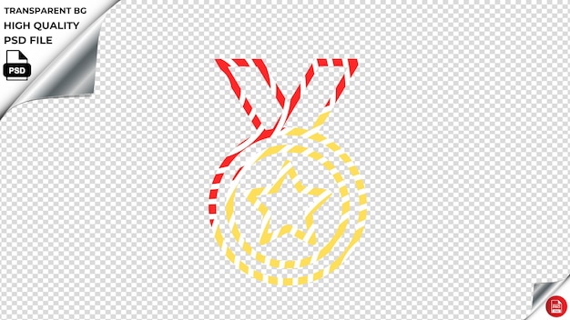 PSD medal icon psd psd vector icon red yellow stripped psd transparent