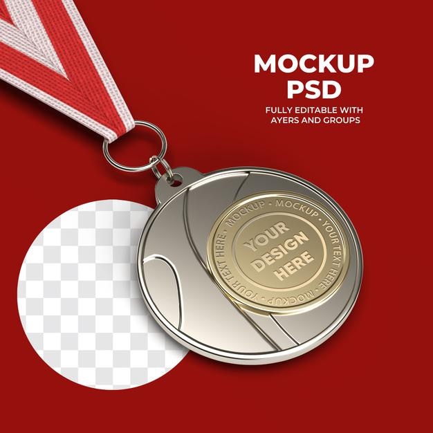 Мокет медаль PSD с настраиваемым дизайном