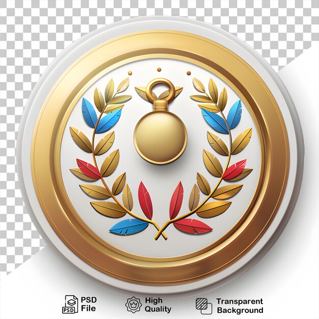 A medal with a gold on transparent background