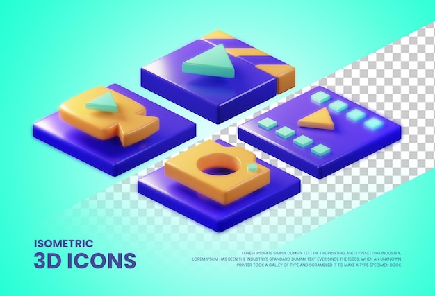 Media 3d isometric icons bundle