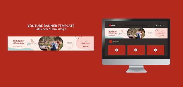 PSD メディアインフルエンサーとパーソナリティのyoutubeバナーテンプレート