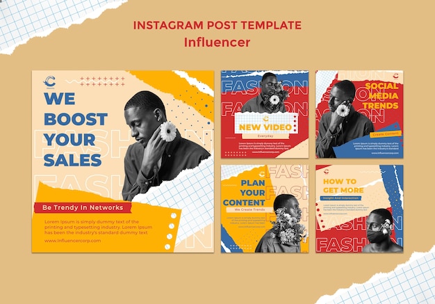 PSD media influencer en persoonlijkheid instagram posts collectie