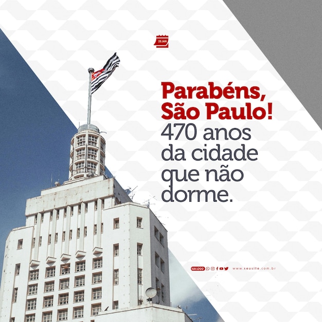 PSD media społecznościowe aniversario de sao paulo a cidade que nao dorme