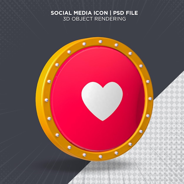 Media Społecznościowe Ikona Serca Koło światła Logo Renderowania 3d