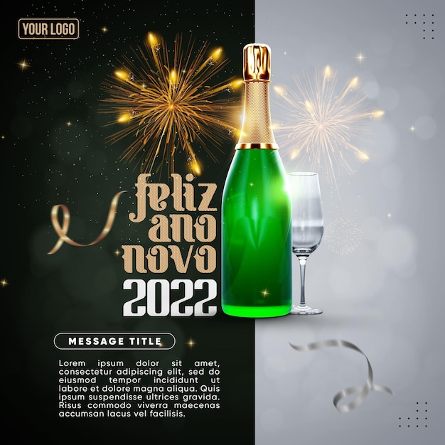 PSD media społecznościowe karmią szczęśliwego nowego roku 2022 z okazji obchodów