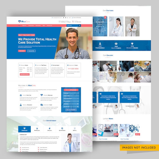 PSD 医療およびヘルスケアソリューションのwebページテンプレート