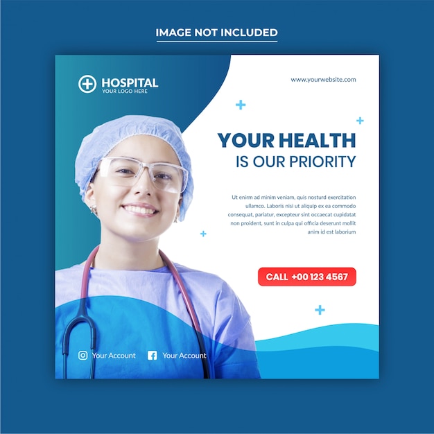 PSD medical banner or square flyer for social media post template