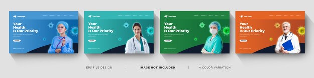 PSD medical business landing page template with color variation