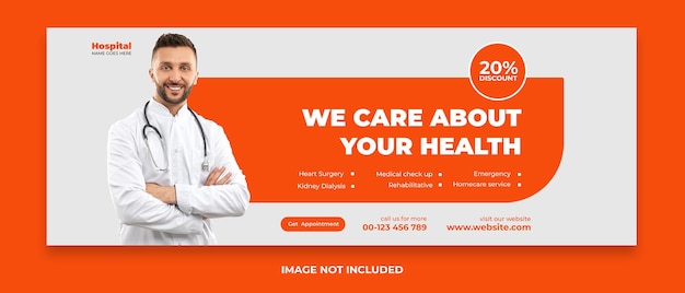 Medical care consultant social media cover banner or web banner template