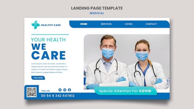 Medical care landing page template design