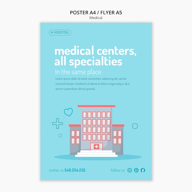 PSD medical center vertical flyer template