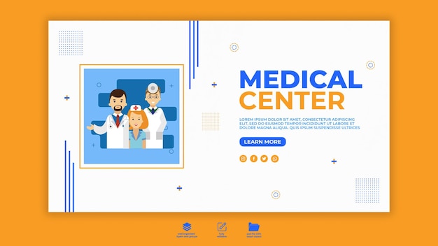 PSD modello di progettazione di banner per la salute del centro medico o modello di social media