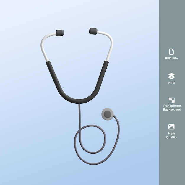 PSD medical check stethoscope icon 3d illustration