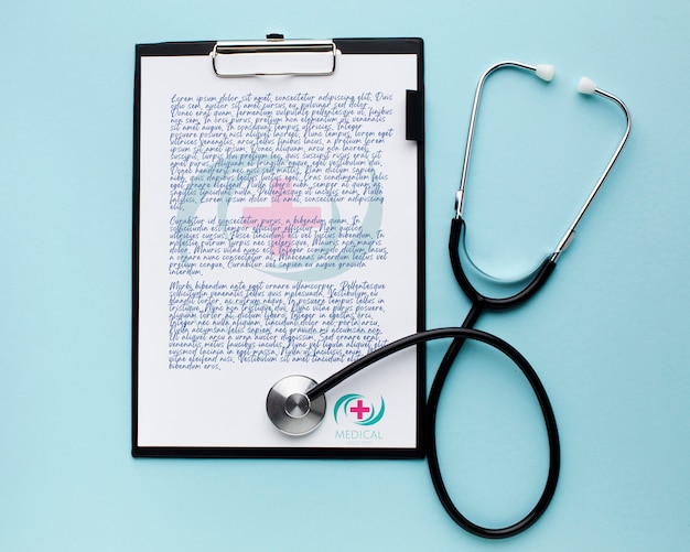 Medical clipboard with stethoscope