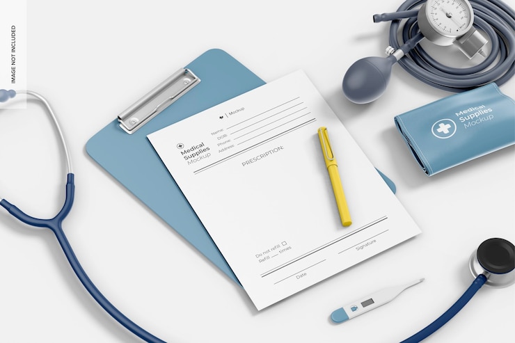 PSD medical clipboards mockup perspective