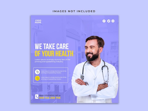 PSD medical doctor and healthcare consultant social media instagram post design premium psd