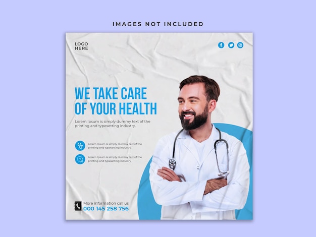 PSD medical doctor and healthcare consultant social media instagram post design