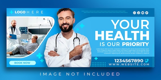 PSD medical doctor healthcare and consultant social media post flyer and website advert banner template