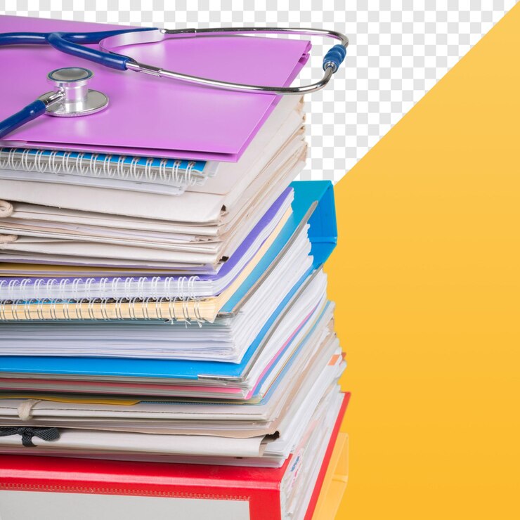 PSD medical files and stethoscope