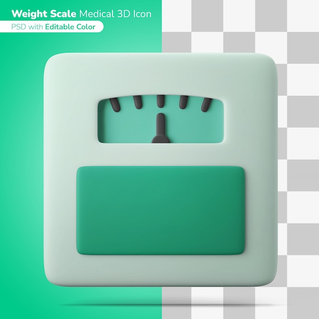 Medical floor weight scale 3d illustration 3d icon editable color isolated