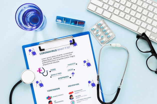 medical form with stethoscope on the table