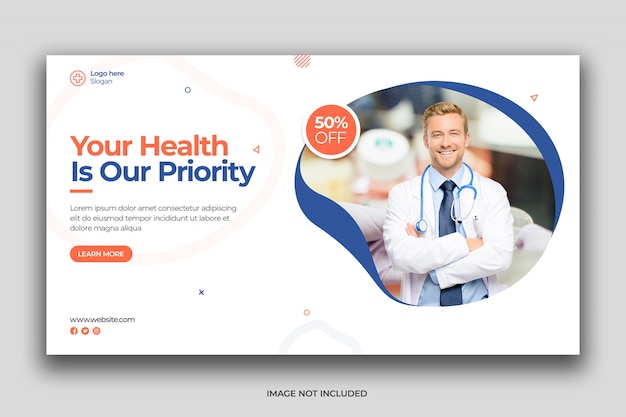 Banner di salute medica e modello di banner web premium psd