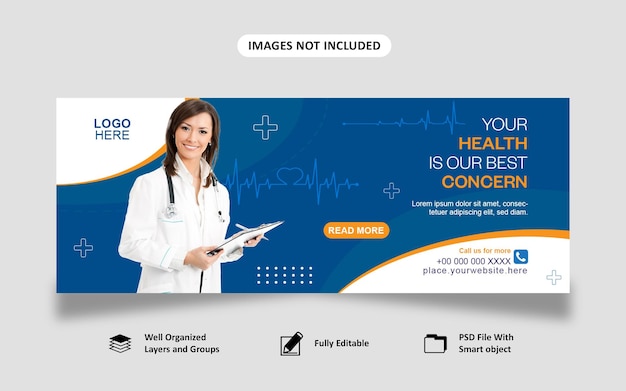 PSD medical amp health care social media cover or web banner template