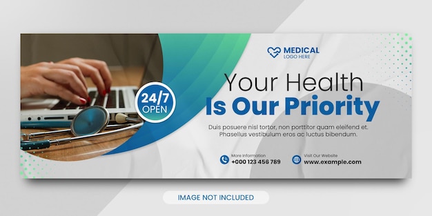 PSD medical health care social media facebook cover template and web banner template