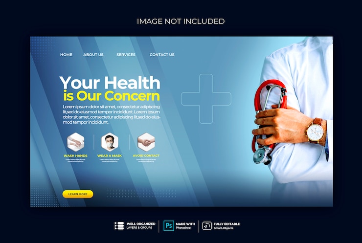 PSD medical health, coronavirus web banner template