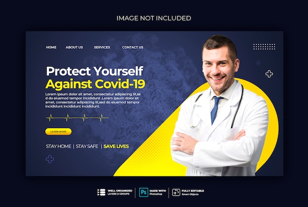 Medical health, coronavirus web banner template