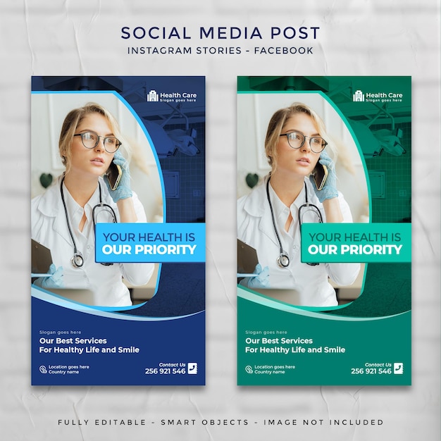 PSD medical health and doctor social media instagram stories post template