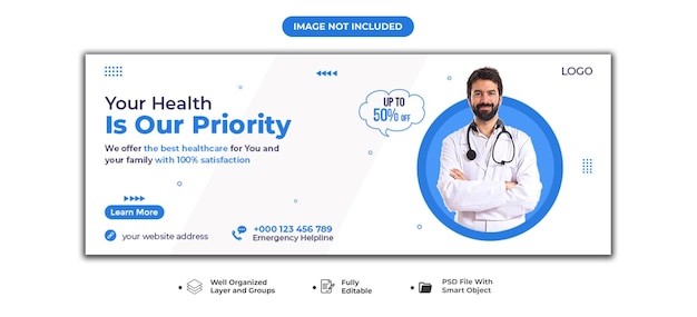 PSD medical health facebook cover and social media cover template